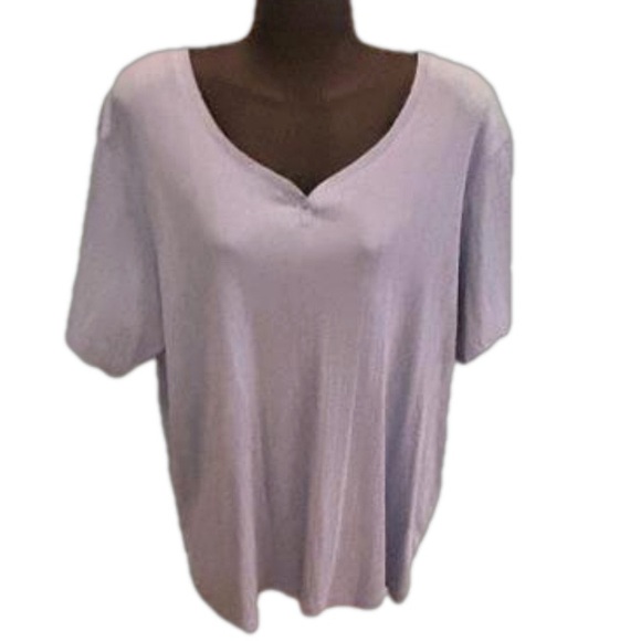 1X Basic Editions light purple short sleeve scoop v-neck pull over short - Picture 3 of 13
